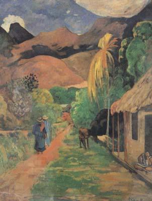 Paul Gauguin Street in Tahiti (mk07) oil painting picture